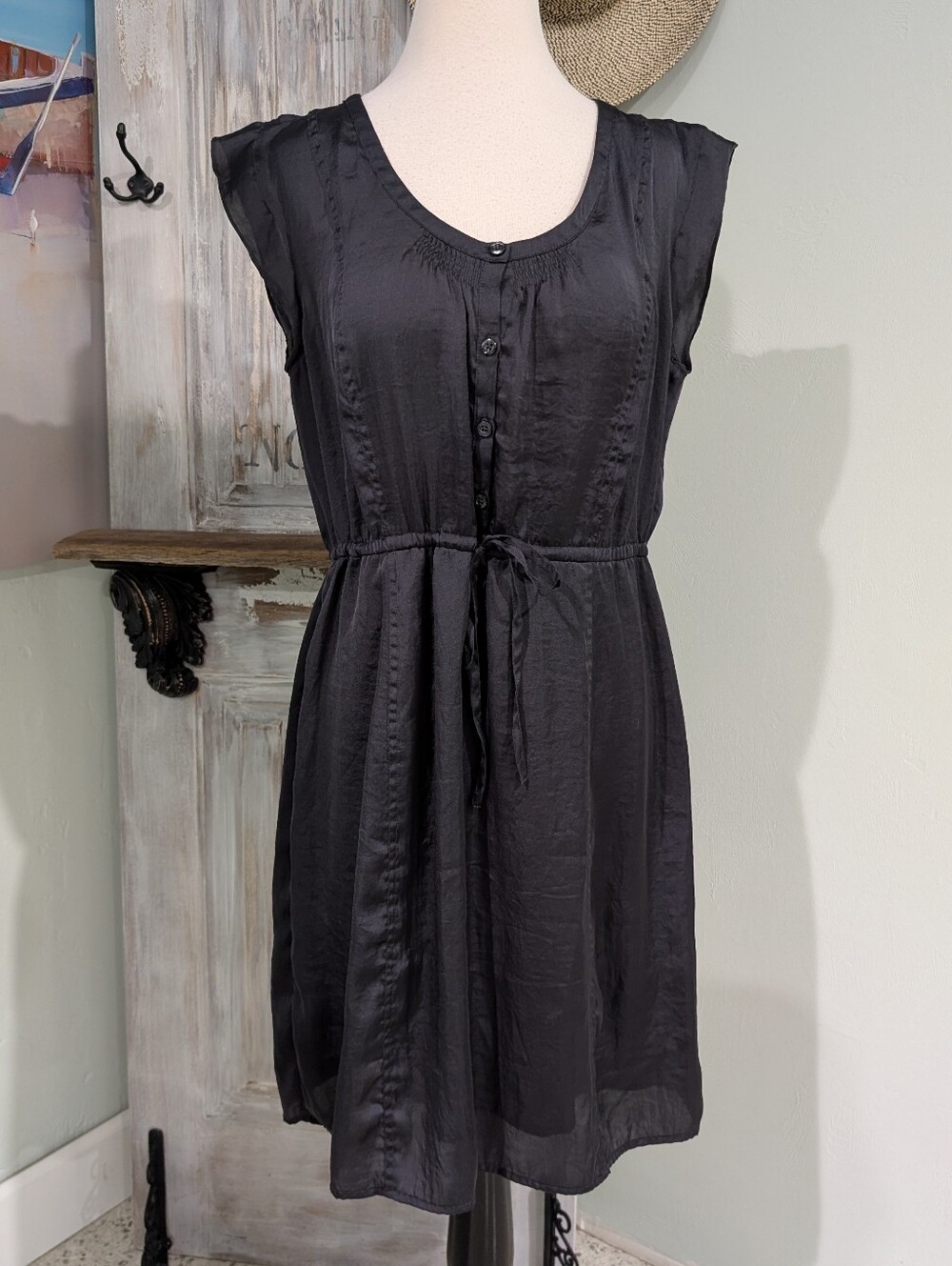 Old Navy Gunmetal Sleeveless Tie-Waist  Dress